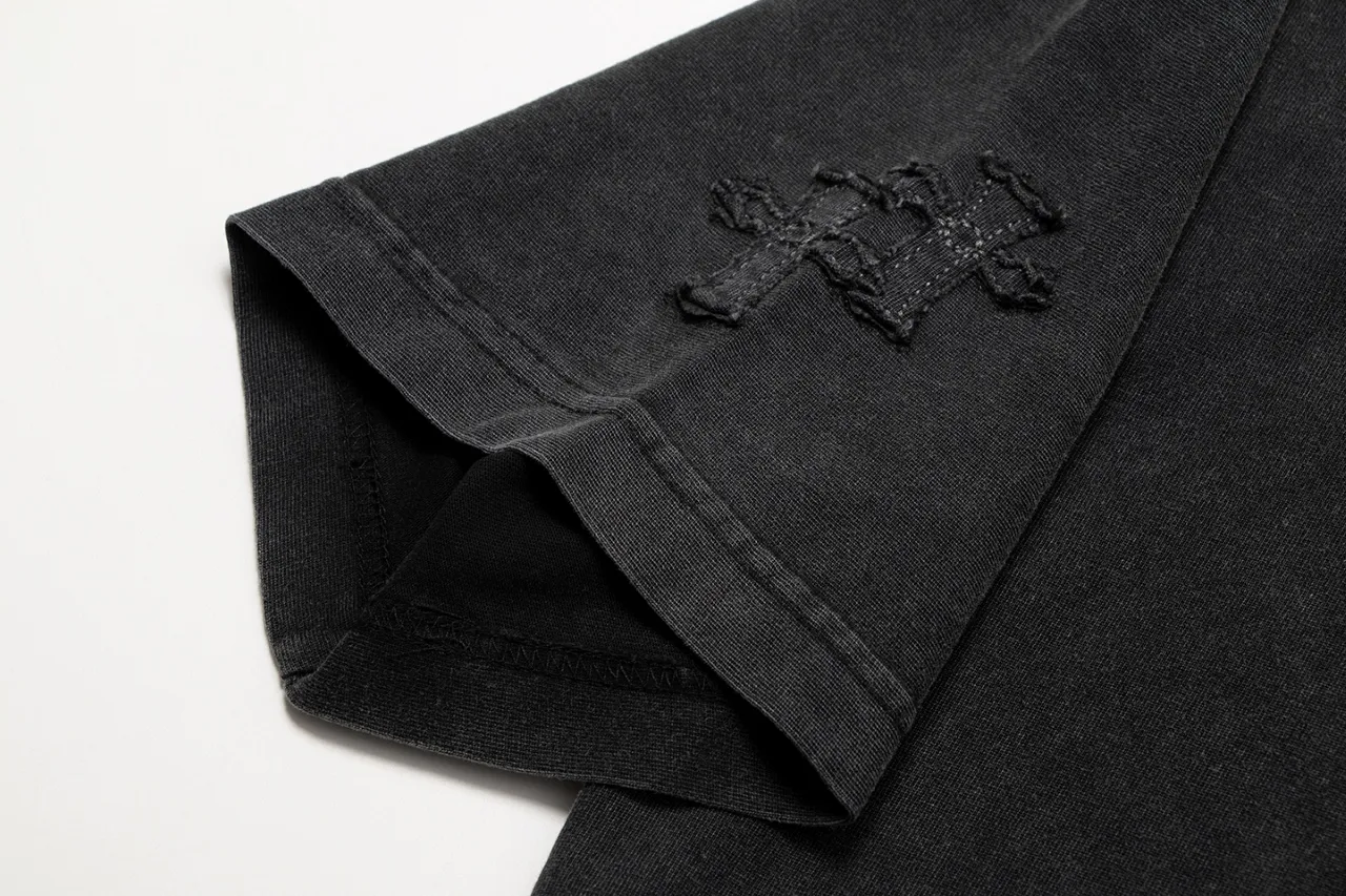 P170 Chrome Hearts Chrome Hearts Embroidered Washed Short Sleeves Size: SMLXL Color: Washed Black